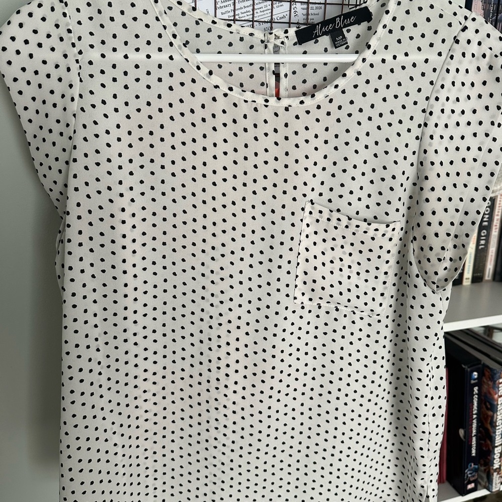 Alice Blue Women's Polka Dot Blouse - Black and White